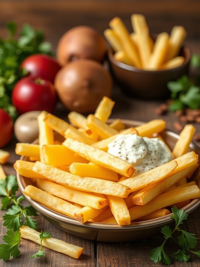 Ingredients for making perfect French fries