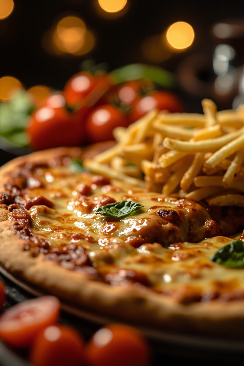 pizza and fries aesthetic