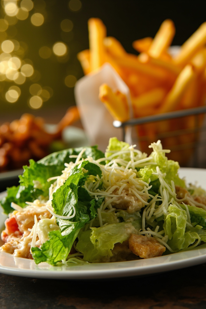 caesar salad and fries