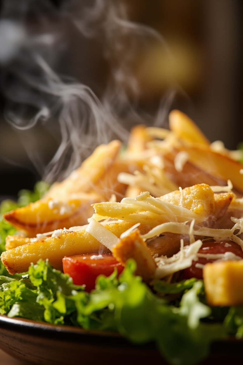 caesar salad and fries