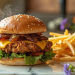 chicken burger and fries