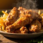 chicken wings and fries