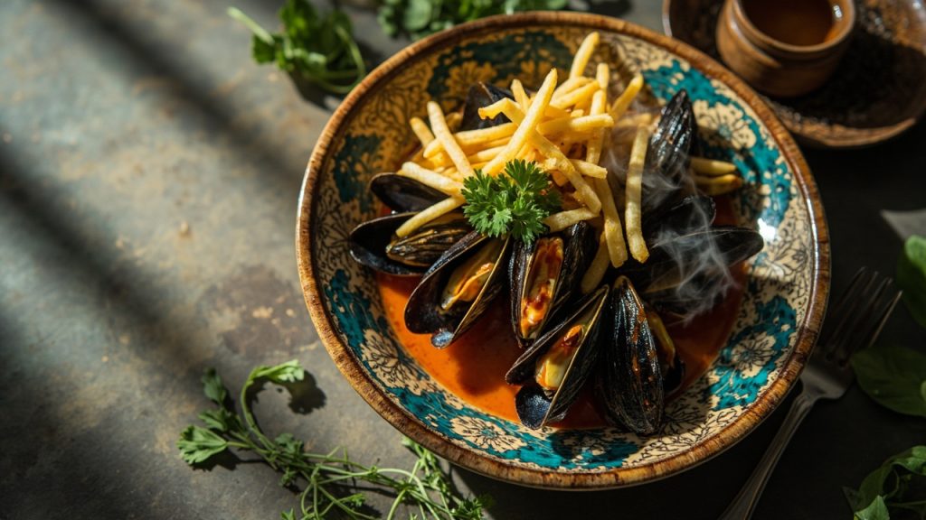 Mussels and Fries: Bistro-Style Garlic Wine Mussels & Fries mussels and fries