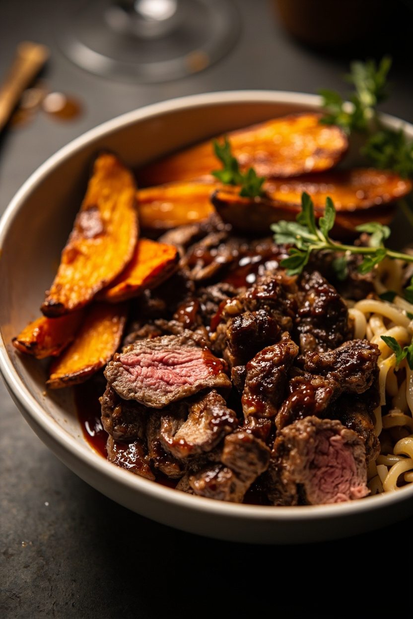 beef sweet potato bowl
