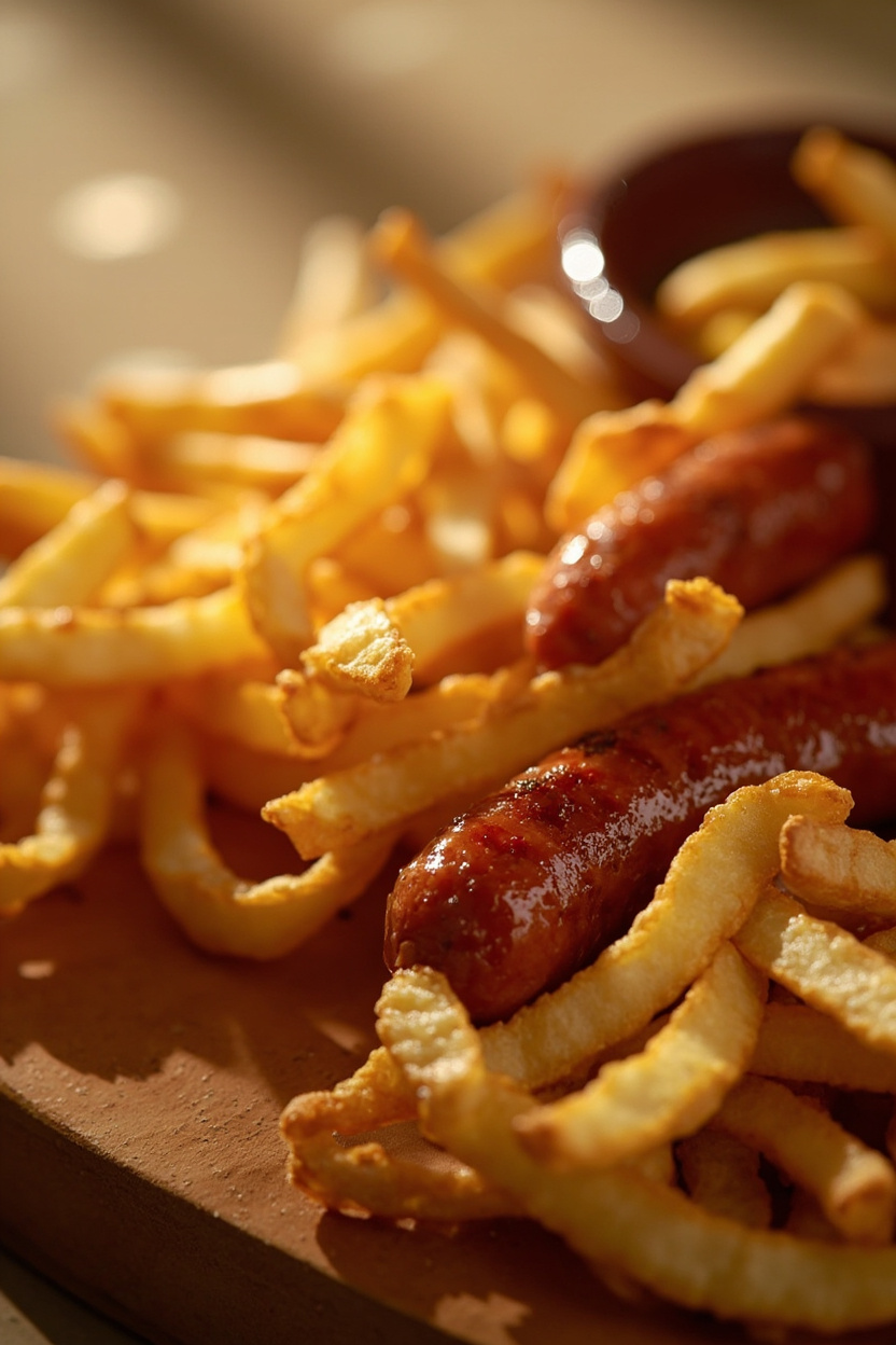 fries and sausage