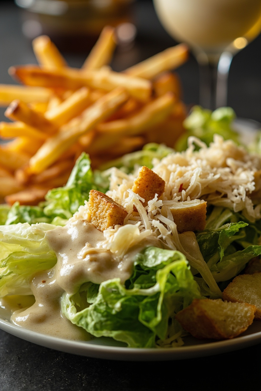 caesar salad and fries