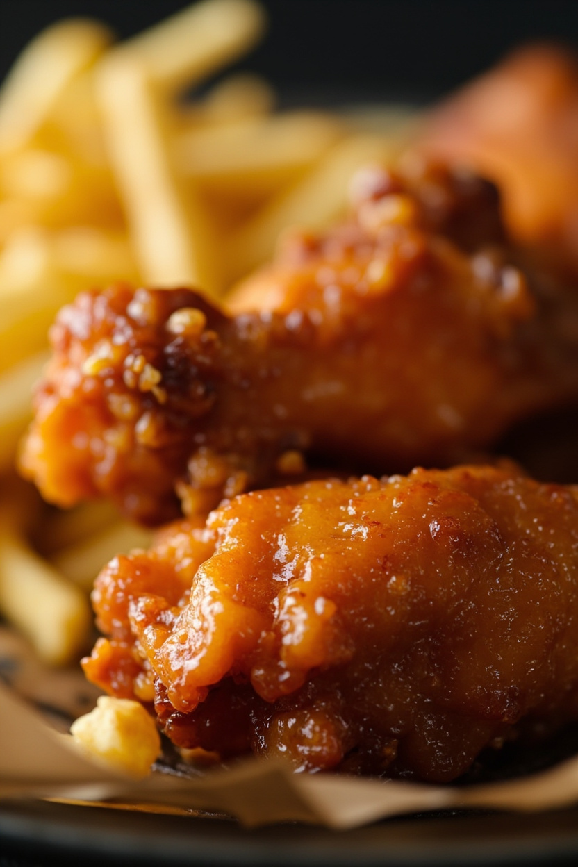 chicken wings and fries