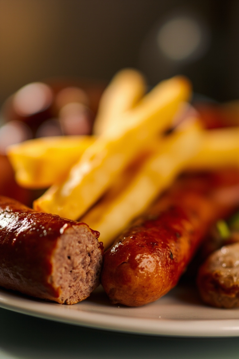 fries and sausage