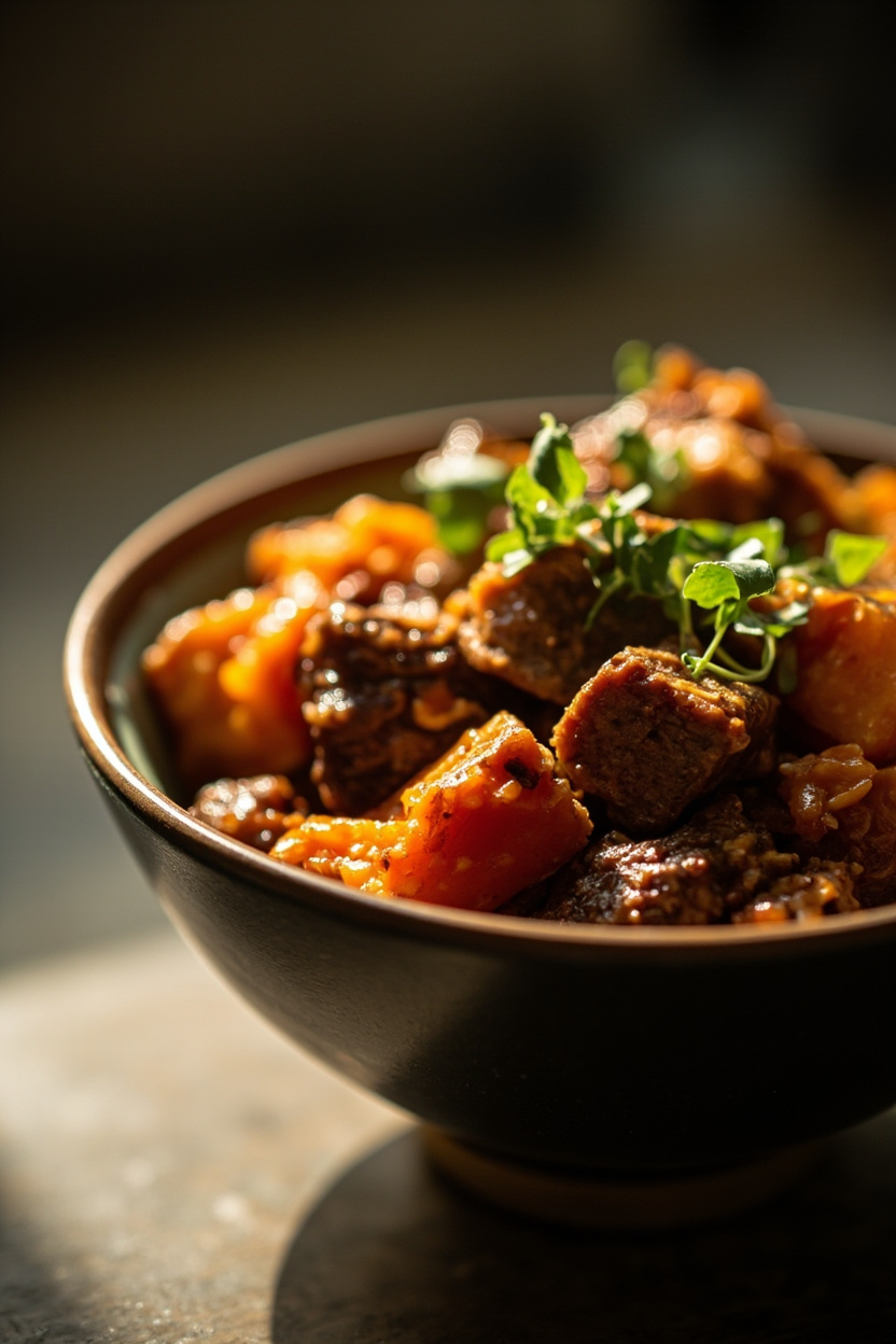beef sweet potato bowl